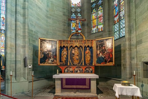 Aldegrever altar in the interior of the church St. Maria zur Wiese in Soest, North