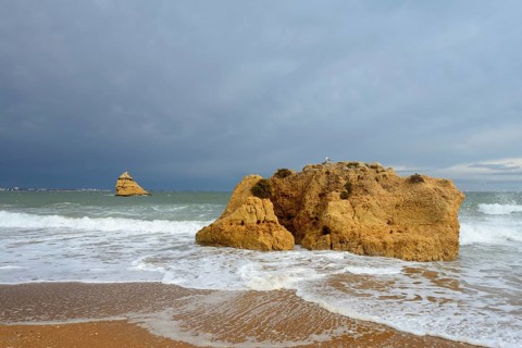Rocks on the beach, Praia Dona Ana, Lagos, Algarve, Portugal