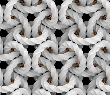 This high-resolution graphic showcases a seamless 3D pattern featuring interconnected white 4D