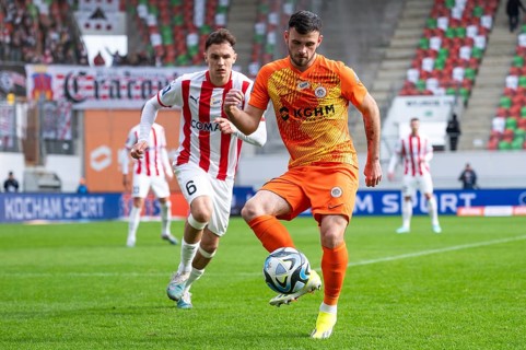 LUBIN, POLAND - FEBRUARY 18, 2024: Football match Polish PKO Ekstraklasa between KGHM Zaglebie
