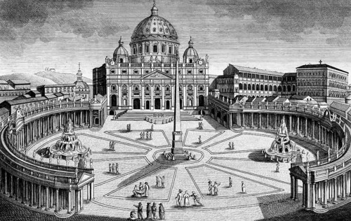 St. Peter's Church St. Peter's Square in the Vatican, Italy, circular, domed building, column,