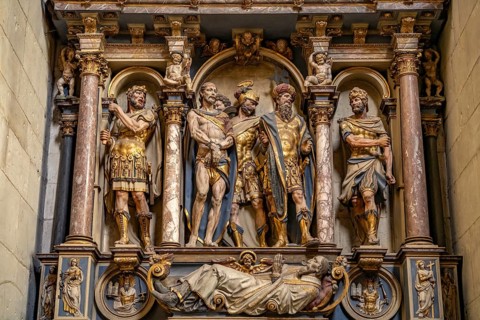 Stephen Altarpiece in the interior of St. Paul's Cathedral in Münster, North Rhine-Westphalia,