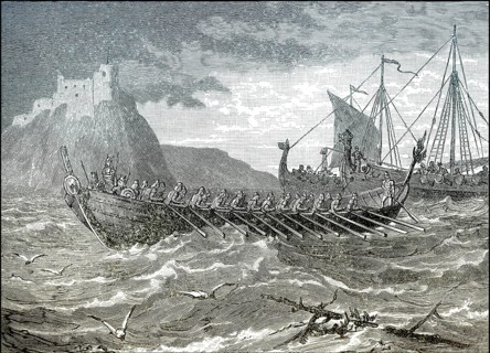 Landing Danes in England, 787, invasion with viking longships