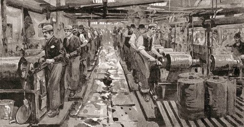 Dye house in Messrs Worrall's works mill factory workshop, cotton industry, Manchester, England,