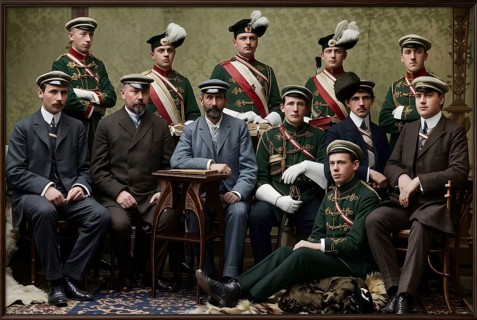 Group photo of the Arminia student association from 1907, symbolic picture students, studies,
