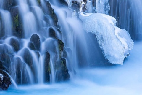 Brúarfoss, waterfall, snow, winter, Golden Circle, Iceland, Scandinavia