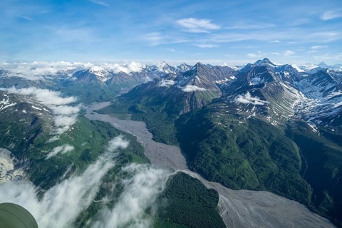 Aerial view, Alaska Range, Denali National Park, Alaska, USA