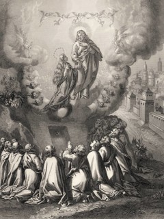 The Assumption of Mary into Heaven, Steel engraving 1853, digitally restored
