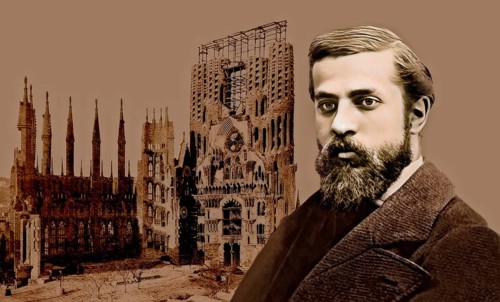 Portrait of Antoni Gaudí i Cornet, 1852 – 1926, Catalan architect and designer from Spain, the