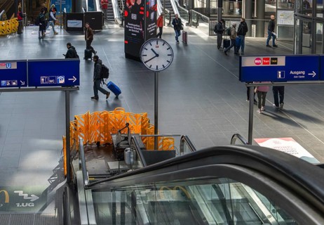 Central Station, yellow barriers on escalators at Berlin Central Station, which have been defective