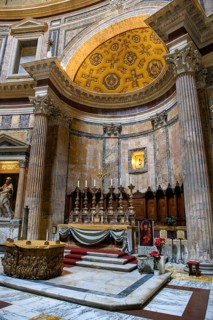 Christian altar in ancient temple Pantheon di Agrippa today Catholic church Basilica of Santa Maria