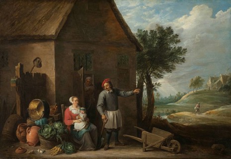 Farmer at a Cottage Door with a Seated Woman and Child (ca. 1650 - ca. 1655), painting by David