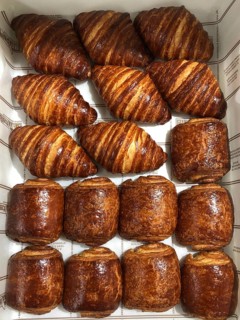 Freshly baked croissants and pains au chocolat, Vienna, Austria