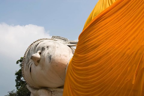 Reclining Buddha at Wat Khun Inthapramun temple near the city of Ang Thong, Thailand, Asia,