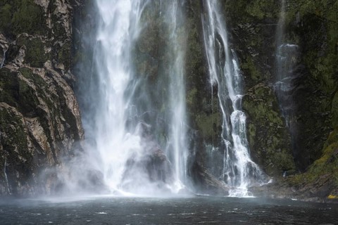 Stirling Falls Waterfall, Milford Sound, Fiordland National Park, Southland Region, South Island,