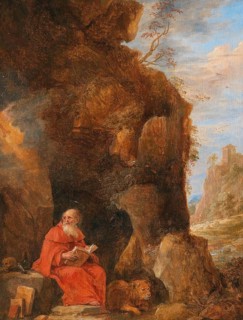 A landscape with Saint Jerome in front of a grotto, painting by David Teniers (baptised 15 December