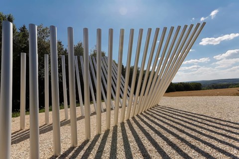 Art in public space, sculpture made of aluminum profile pipes by artist Martin Burchard, life's