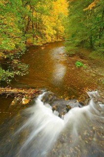 Autumn on the Schwarza river in the Schwarzatal valley between Bad Blankenburg and Schwarzburg,