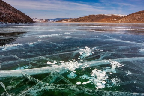 Russia, Siberia. Situated in south-east Siberia, the 3.15-million-ha Lake Baikal is the oldest (25