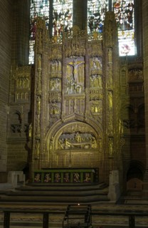 Altar reredos interior of Anglican Cathedral Church of Christ in Liverpool, Liverpool cathedral,