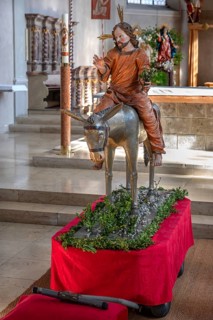 Palmesel in the parish church of St Nicholas, Oberthingau, Ostallgäu, Bavaria, Germany