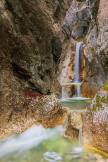 Heckenbach waterfall, The dripping eye of nature, Kochel am See, Bavaria, Germany