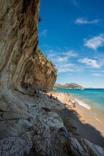 Rocky coast and beach, Cala Luna, Gulf of Orosei National Park, Parco Nazionale del Gennargentu e