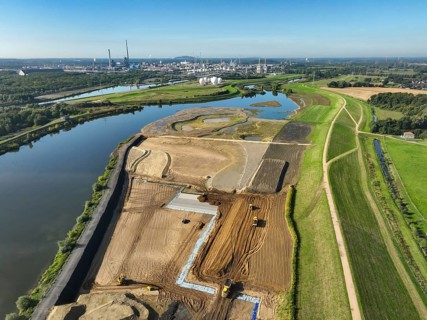 Haltern-Marl, North Rhine-Westphalia, Germany - Lippe, flood protection in the