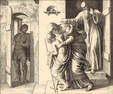 The raising of the son of the woman of Shunem, Old Testament, by Julius Schnorr von Carolsfeld