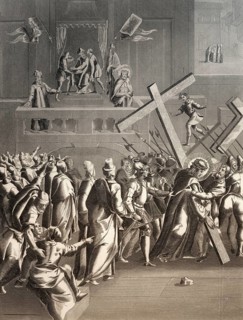 Pilate sentences Christ, New Testament, steel engraving 1853, digitally
