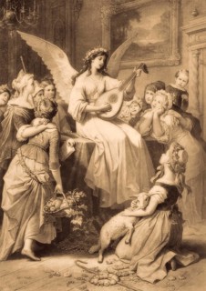 Music performance, Mignon as an angel, scene from the novel Wilhelm Meister's Apprenticeship,