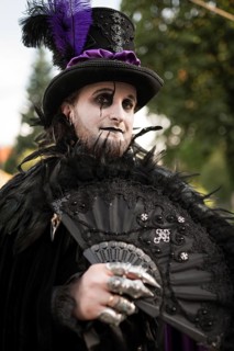 BOLKOW, POLAND - JULY 14, 2023: An unidentified participant of the Castle Party on the street in