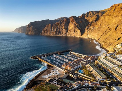 Drone view of Los Gigantes and town Puerto de Santiago, Tenerife