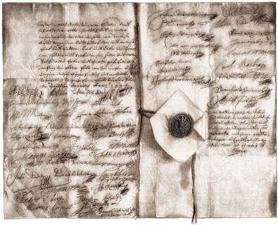First Pilsner Reverse, signed by the colonels of Albrecht von Wallenstein, 1583 - 1634, commander