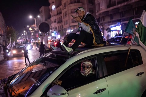 Damascus, Syria. December 8th 2025. Celebrations in the streets of the Syrian capital, Damascus to