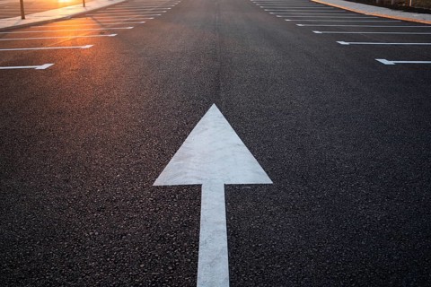 Road signs in a new parking