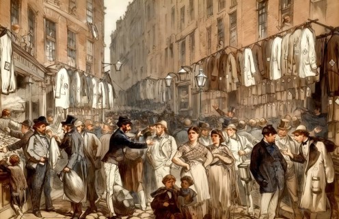 Petticoat Lane Market, a fashion and clothing market in the East End of London, England, Europe,