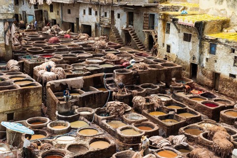 Chouwara tanning and dyeing district, Fez El Bali, Medina, UNESCO World Heritage Site, Fez, Morocco