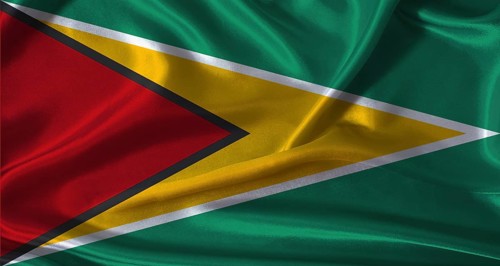 National flag of Guyana with cloth texture. Guyana flag with realistic texture background