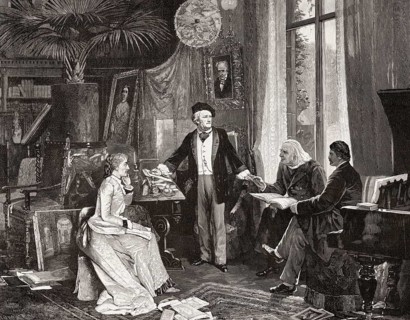 Richard Wagner Cosima Wagner, Franz Liszt and Hans von Wolzogen in Wahnfried House, Bayreuth