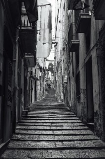 Steps in a narrow street of Naples, Italy