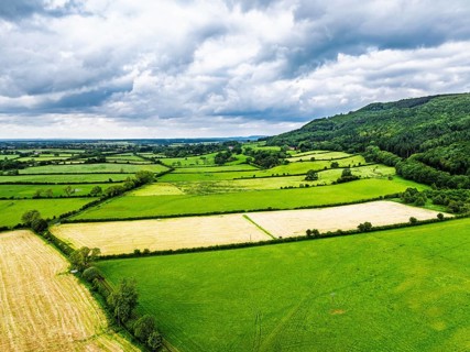 Farms and Fields over East Harlsey from a drone, North Yorkshire, England, United Kingdom