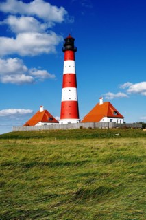 The lighthouse of Westerhever near St. Peter Ording, Westerheversand, Schleswig-Holstein, Federal