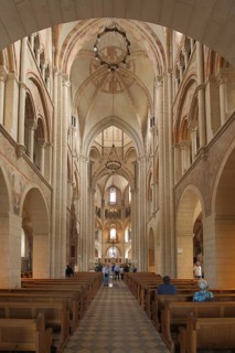 Interior view of the Romanesque, early Gothic cathedral in Limburg, Hesse, Germany