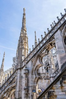 Details of the Milan Cathedral on a sunny day, Milan, Italy
