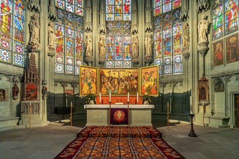 Jacobian altar in the interior of the church St. Maria zur Wiese in Soest, North Rhine-Westphalia,