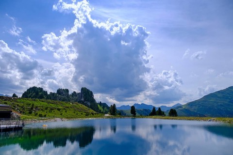 Speichersee, Kasermandl Hut, Penken, near Mayrhofen, Zillertal, Tyrol, Austria
