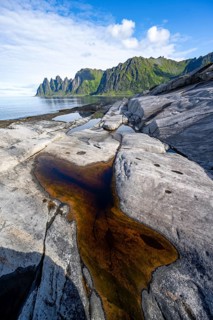 Tidal pools, rocky coast of Tungeneset, Devil's Teeth, Devil's Teeth, Okshornan, Ersfjorden, Senja