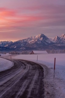 Winter landscape in the Allgäu near Halblech at sunrise