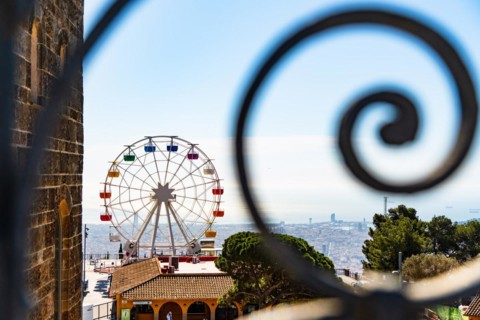 Parc d'atraccions Tibidabo amusement park in Barcelona, Spain
